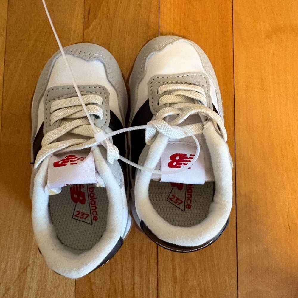 New Balance Kids Sneakers - White, Gray, and Black - Picture 2 of 3